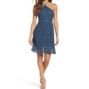 NWT - Chelsea28 Blue Lace Halter Dress / Women’s Size M